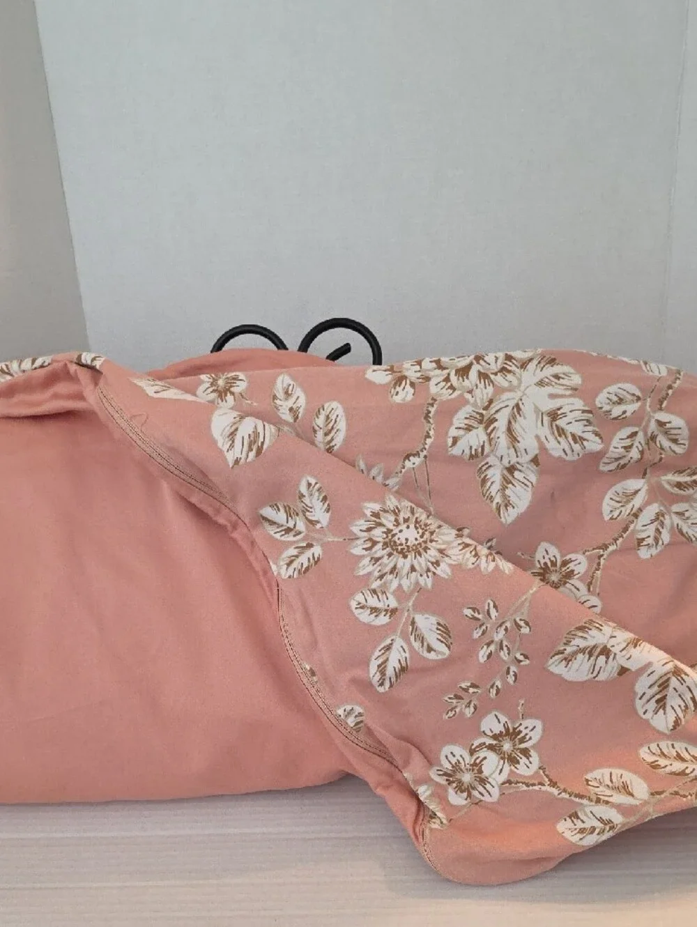 Threshold Dusty Pink White Tan Floral Botanical Cotton Full Duvet Cover